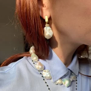 сережки барочні перли натуральні купити