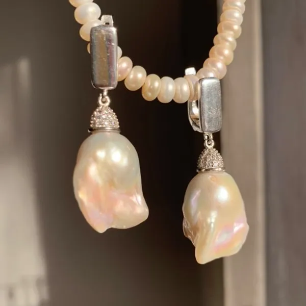 Сережки барочні перли у сріблі
