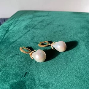 Сережки з барочними перлами срібло золочене