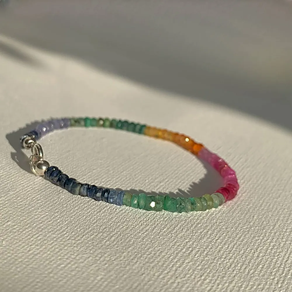Ruby, emerald and sapphire mix bracelet