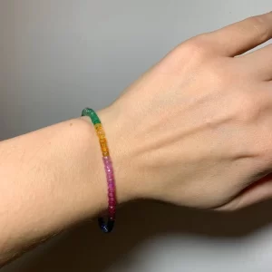 Ruby, emerald and sapphire mix bracelet