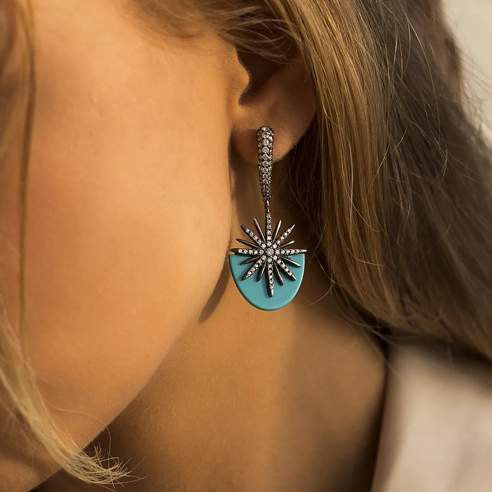 Star earrings with turquoise