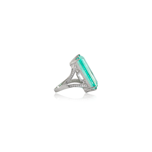 Ring with tourmaline paraiba  hydrothermal rectangle 25*12mm