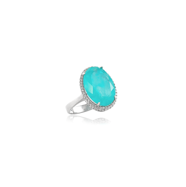 / Ring with  tourmaline paraiba hydrothermal oval  18*14mm