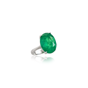 Ring with emerald hydrothermal  oval 16*12 mm