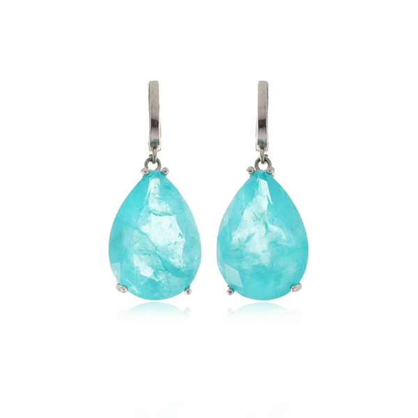 Earrings with tourmaline paraiba hydrothermal drop 25*18mm