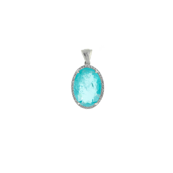 Pendant with tourmaline paraiba  hydrothermal oval 18*14mm
