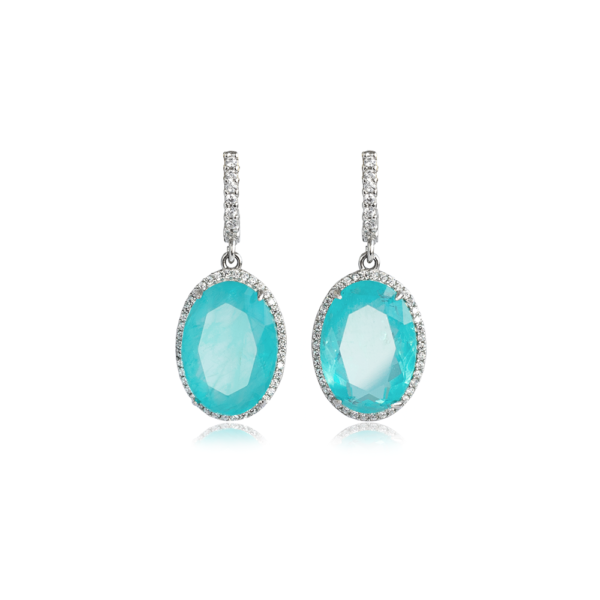 Earrings with tourmaline paraiba  hydrothermal oval 18*14mm