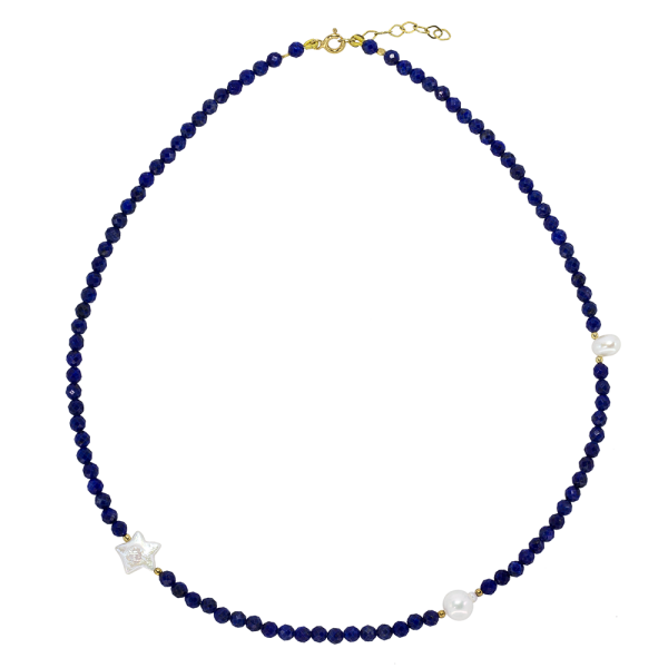 Lazuli necklace with pearls