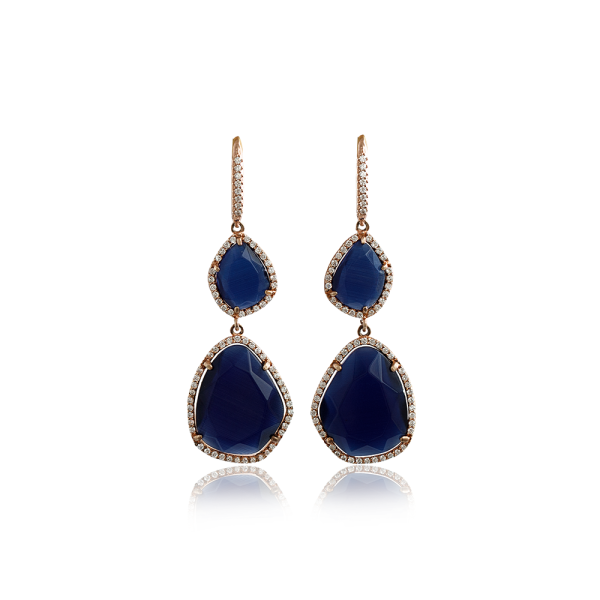 Earrings with blue ulexite