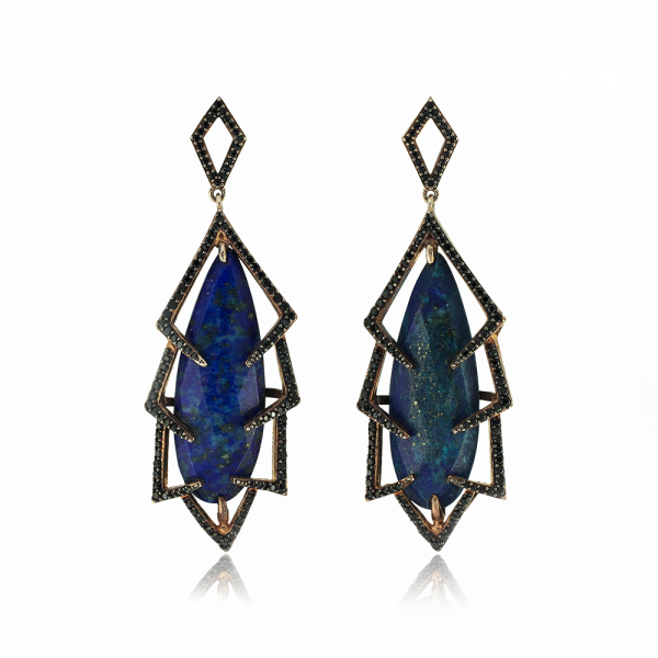 Earrings with lapis lazuli and spinel