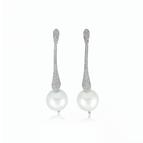 Earrings with spherical pearls 15mm