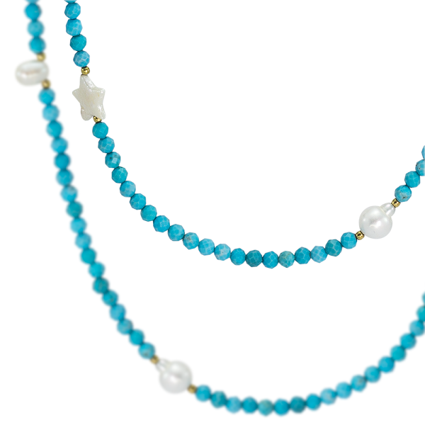 Necklace turquoise  with pearls