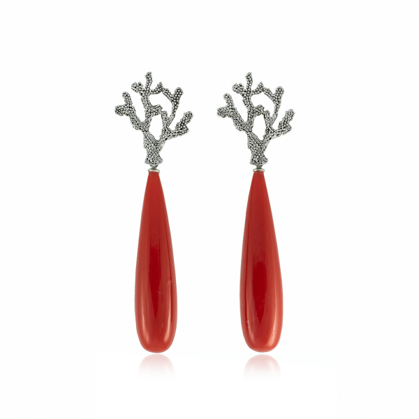 Earrings with coral drop-shaped  5*1cm