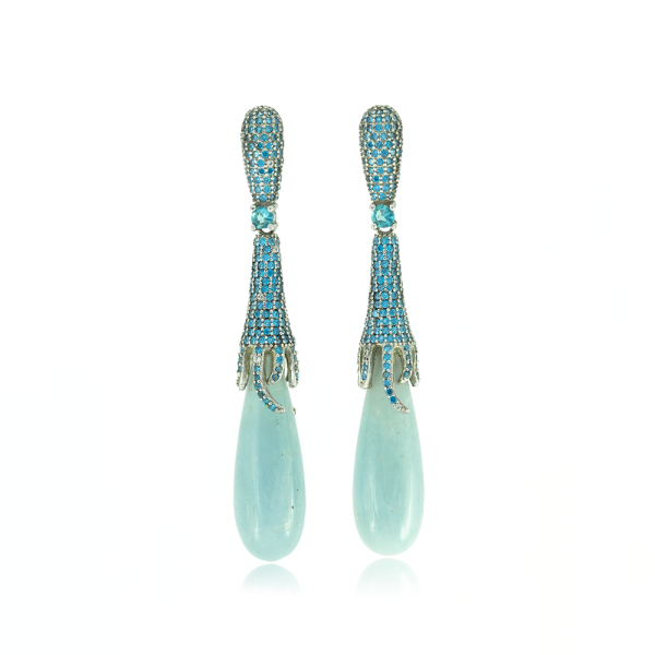 Drop earrings with aquamarine