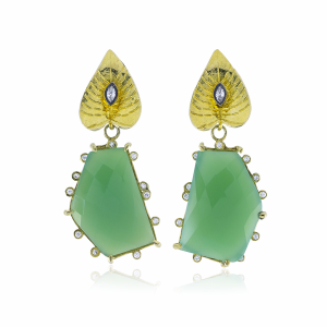 Earrings with chrysoprase silver and gold plated