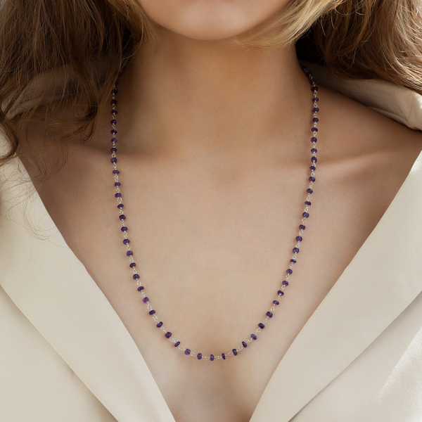 Chain of natural amethysts 55cm