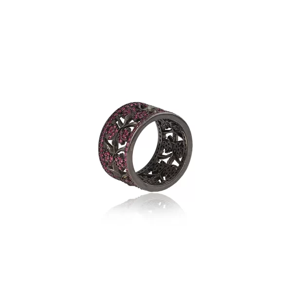 Перстень з рожевими кубічними цирконіями r0010ng