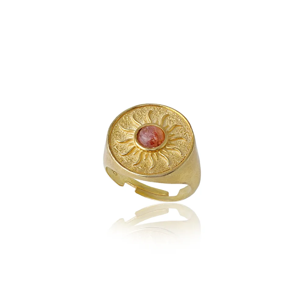 Перстень Сонце з турмаліном (рубіліт) r0015ds